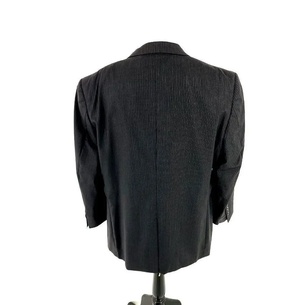 Jos A Bank Signature Gold Wool 2 Button Suit Jacket 46R Gray W Blue Gray Striped